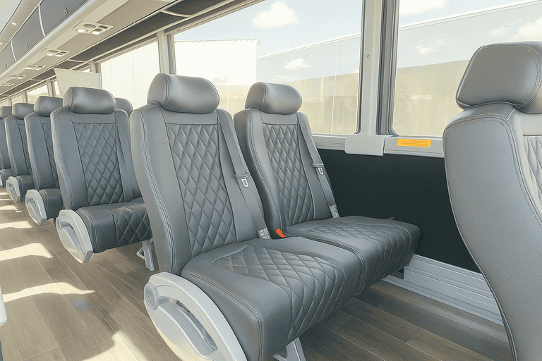 interior of Buffalo Minibus Company charter bus