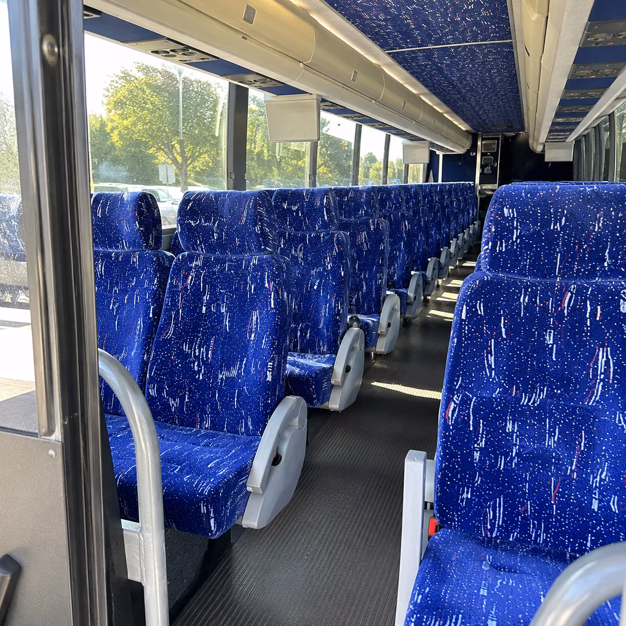 buffalo 50 passenger charter bus inside